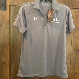 E706 NWT Under Amour Polo Shirt Women's Sz S Grey Golf Lightweight Logo Dell